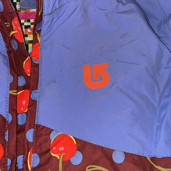 Burton Kids Puffer Jacket - Blue and Red Cherry Design
